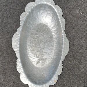 Vintage Rodney Kent Elegant Silver Floral Oval Serving Tray